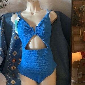 NWT Leonisa Cut-Out One Piece Swimsuit In Blue Size XL